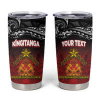Personalised Maori King Movement Tumbler Cup Ko Te Mana Motuhake Emblem with Silver Ferns and Polynesian Art Tattoo LT03 Red - Polynesian Pride