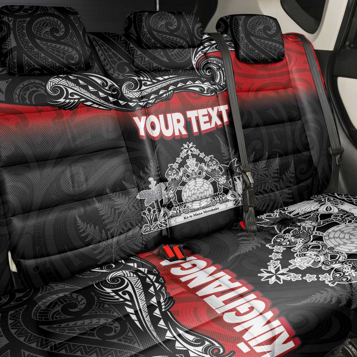 Personalised Maori King Movement Back Car Seat Cover Te Paki-o-Matariki with Silver Ferns and Polynesian Art Tattoo LT03 - Polynesian Pride