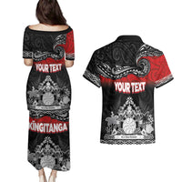 Personalised Maori King Movement Couples Matching Puletasi and Hawaiian Shirt Te Paki-o-Matariki with Silver Ferns and Polynesian Art Tattoo LT03 - Polynesian Pride