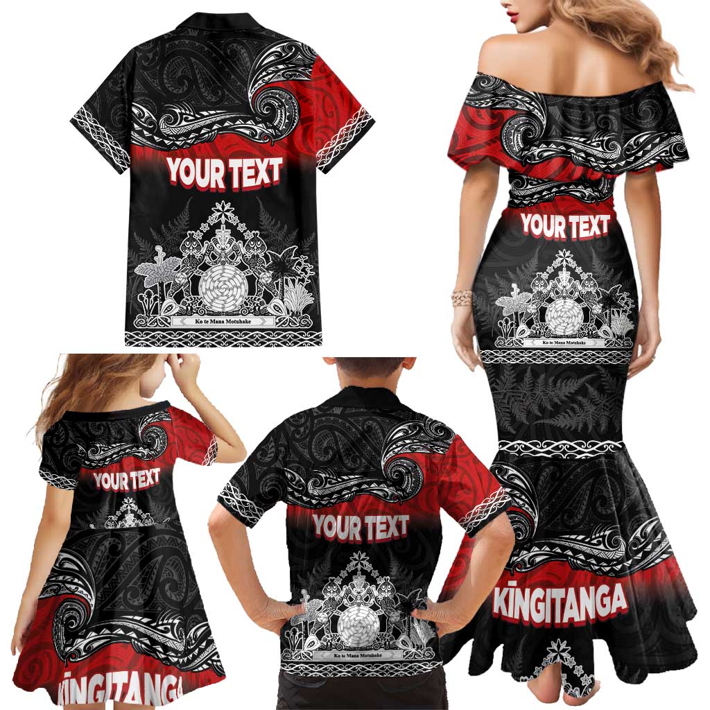 Personalised Maori King Movement Family Matching Mermaid Dress and Hawaiian Shirt Te Paki-o-Matariki with Silver Ferns and Polynesian Art Tattoo LT03 - Polynesian Pride