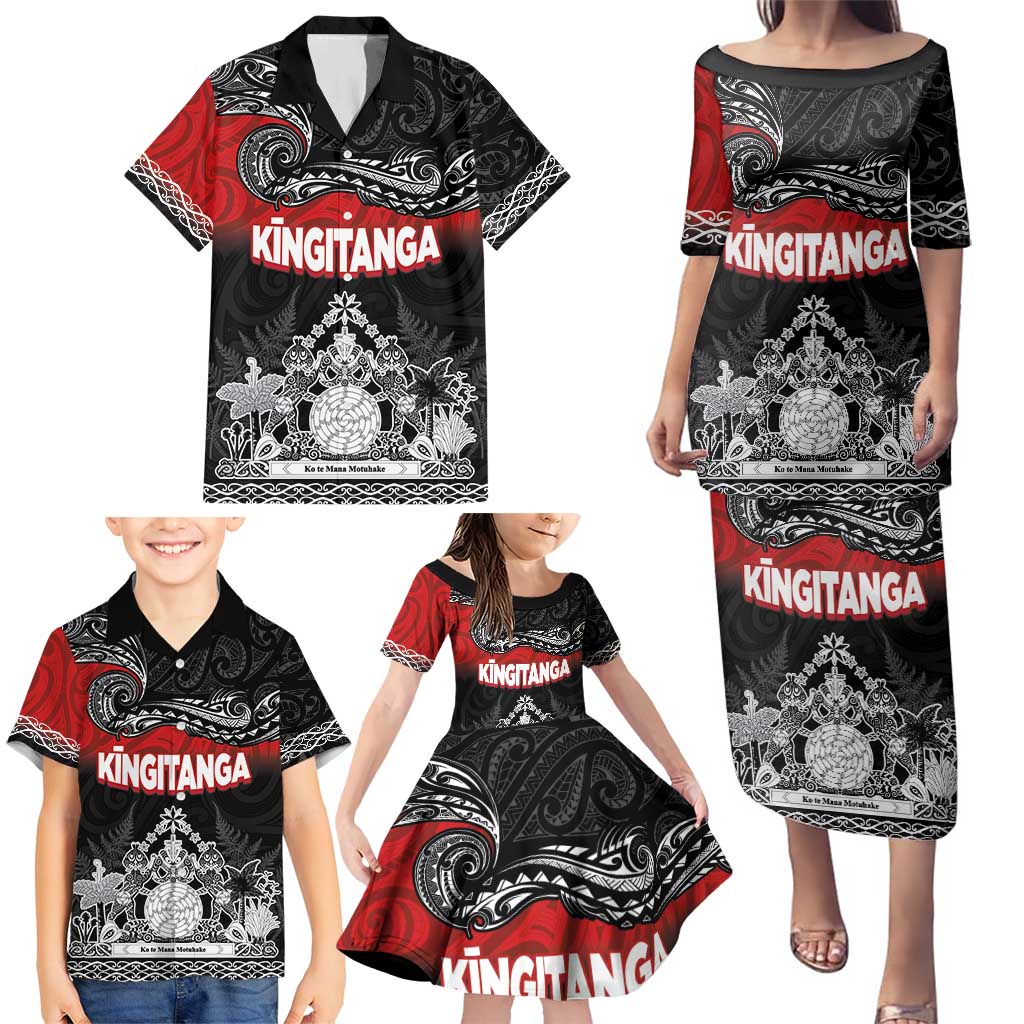 Personalised Maori King Movement Family Matching Puletasi and Hawaiian Shirt Te Paki-o-Matariki with Silver Ferns and Polynesian Art Tattoo LT03 - Polynesian Pride
