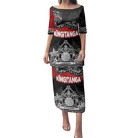 Personalised Maori King Movement Family Matching Puletasi and Hawaiian Shirt Te Paki-o-Matariki with Silver Ferns and Polynesian Art Tattoo LT03 Mom's Dress Red - Polynesian Pride