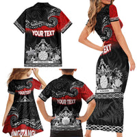Personalised Maori King Movement Family Matching Short Sleeve Bodycon Dress and Hawaiian Shirt Te Paki-o-Matariki with Silver Ferns and Polynesian Art Tattoo LT03 - Polynesian Pride