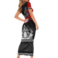 Personalised Maori King Movement Family Matching Short Sleeve Bodycon Dress and Hawaiian Shirt Te Paki-o-Matariki with Silver Ferns and Polynesian Art Tattoo LT03 - Polynesian Pride