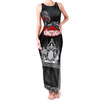 Personalised Maori King Movement Family Matching Tank Maxi Dress and Hawaiian Shirt Te Paki-o-Matariki with Silver Ferns and Polynesian Art Tattoo LT03 Mom's Dress Red - Polynesian Pride