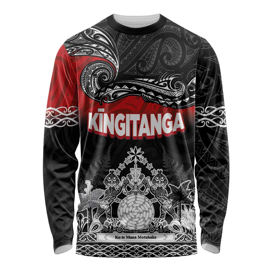 Personalised Maori King Movement Long Sleeve Shirt Te Paki-o-Matariki with Silver Ferns and Polynesian Art Tattoo LT03 Unisex Red - Polynesian Pride