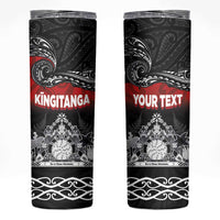 Personalised Maori King Movement Skinny Tumbler Te Paki-o-Matariki with Silver Ferns and Polynesian Art Tattoo LT03 Red - Polynesian Pride