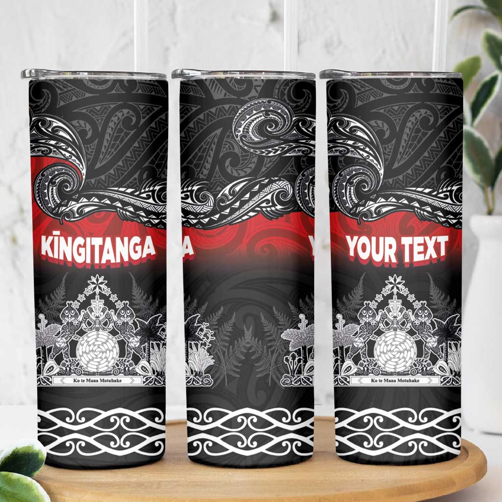 Personalised Maori King Movement Skinny Tumbler Te Paki-o-Matariki with Silver Ferns and Polynesian Art Tattoo LT03 - Polynesian Pride