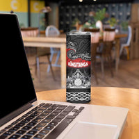 Personalised Maori King Movement Skinny Tumbler Te Paki-o-Matariki with Silver Ferns and Polynesian Art Tattoo LT03 - Polynesian Pride