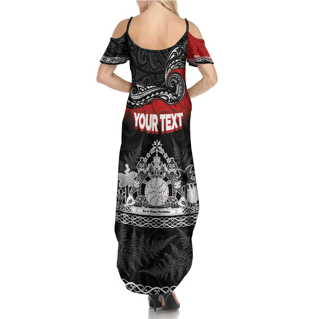 Personalised Maori King Movement Summer Maxi Dress Te Paki-o-Matariki with Silver Ferns and Polynesian Art Tattoo LT03 - Polynesian Pride