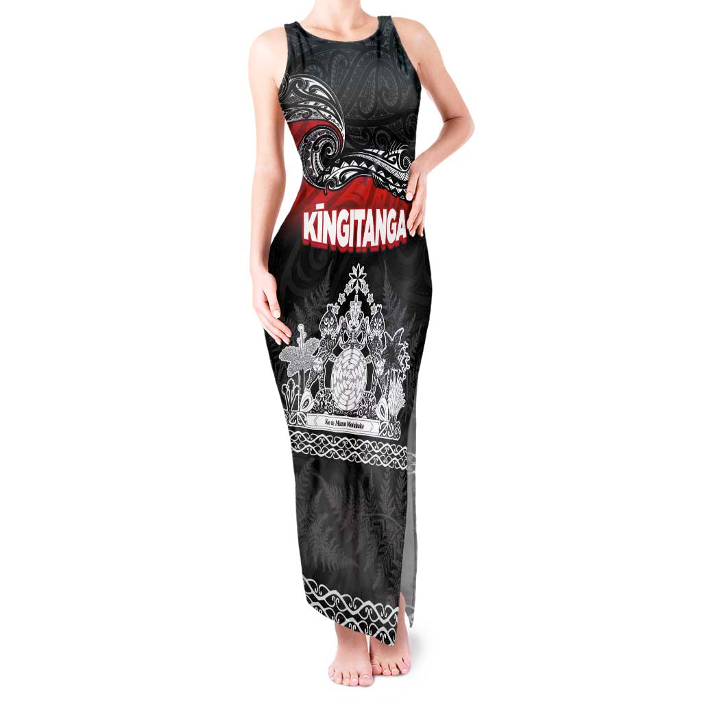 Personalised Maori King Movement Tank Maxi Dress Te Paki-o-Matariki with Silver Ferns and Polynesian Art Tattoo LT03 Women Red - Polynesian Pride