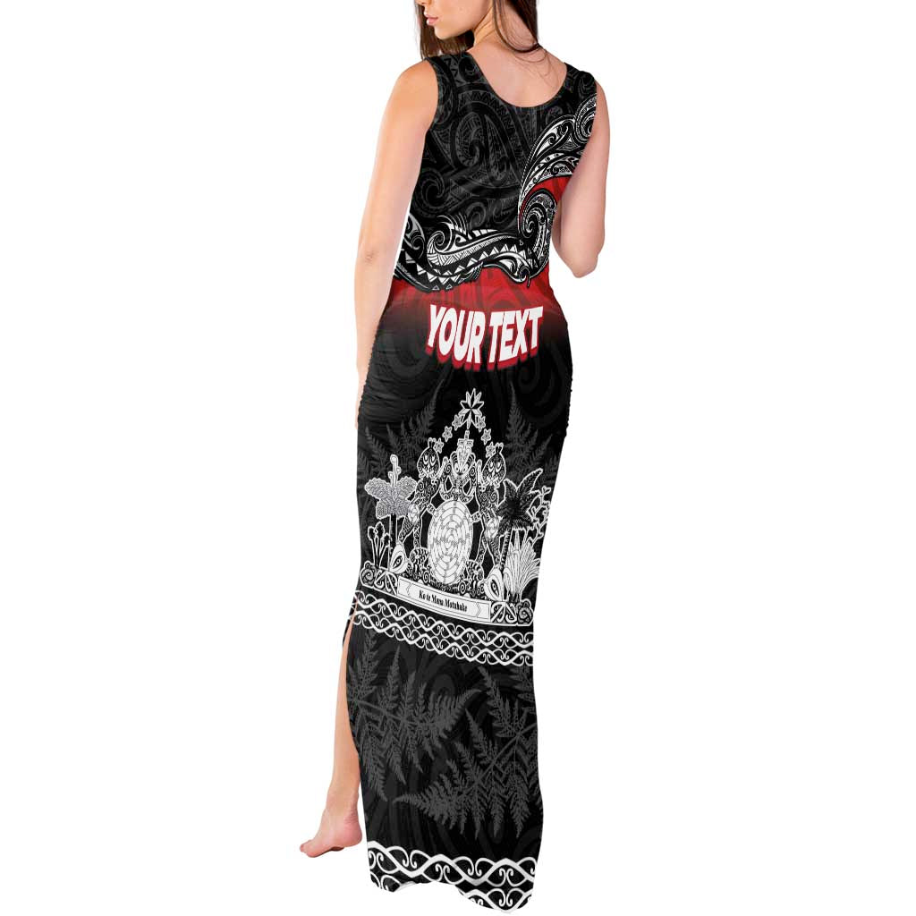 Personalised Maori King Movement Tank Maxi Dress Te Paki-o-Matariki with Silver Ferns and Polynesian Art Tattoo LT03 - Polynesian Pride