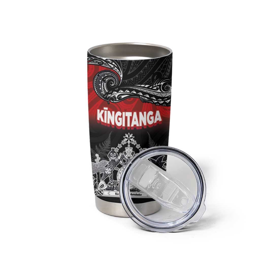 Personalised Maori King Movement Tumbler Cup Te Paki-o-Matariki with Silver Ferns and Polynesian Art Tattoo LT03 - Polynesian Pride