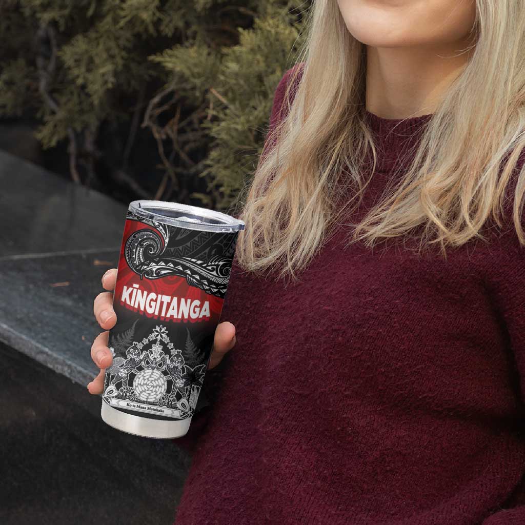 Personalised Maori King Movement Tumbler Cup Te Paki-o-Matariki with Silver Ferns and Polynesian Art Tattoo LT03 - Polynesian Pride