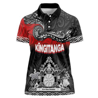 Personalised The Kingitanga - Maori King Movement Women Polo Shirt Te Paki-o-Matariki with Silver Ferns and Polynesian Art Tattoo