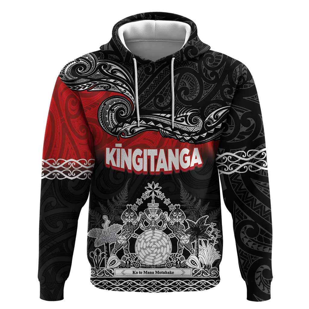 Personalised Maori King Movement Zip Hoodie Te Paki-o-Matariki with Silver Ferns and Polynesian Art Tattoo LT03 Pullover Hoodie Red - Polynesian Pride