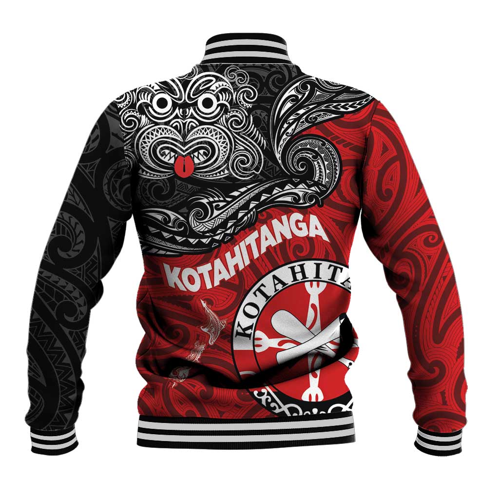 Maori Kotahitanga Baseball Jacket Aotearoa Spirit with Maori Mask and Polynesian Art Tattoo LT03 - Polynesian Pride