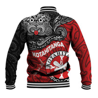 Maori Kotahitanga Baseball Jacket Aotearoa Spirit with Maori Mask and Polynesian Art Tattoo LT03 - Polynesian Pride