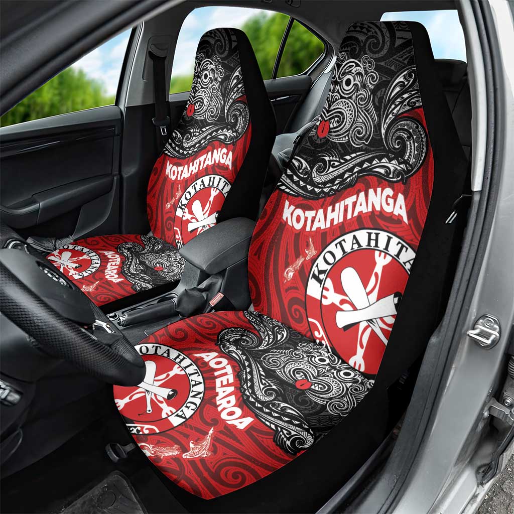 Maori Kotahitanga Car Seat Cover Aotearoa Spirit with Maori Mask and Polynesian Art Tattoo LT03 - Polynesian Pride