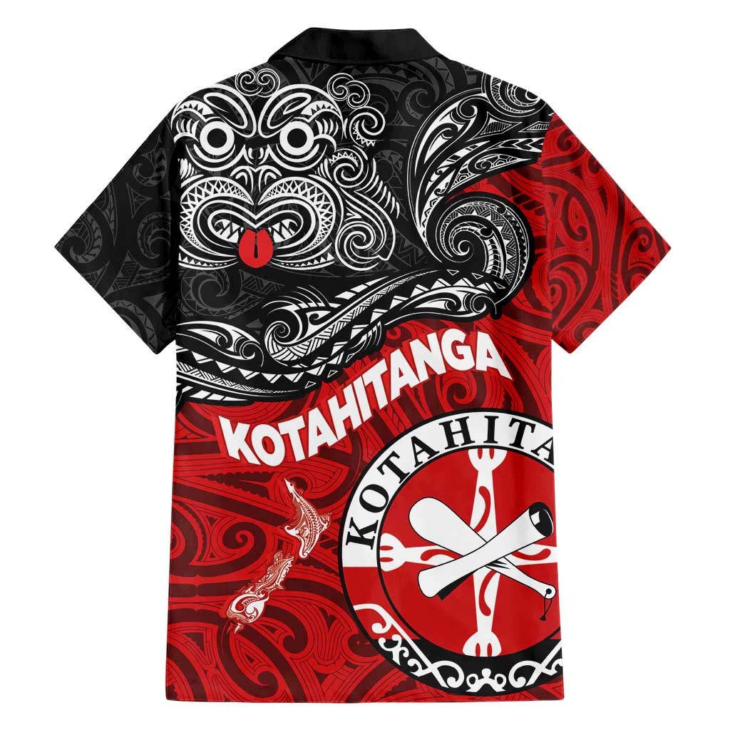 Maori Kotahitanga Hawaiian Shirt Aotearoa Spirit with Maori Mask and Polynesian Art Tattoo LT03 - Polynesian Pride
