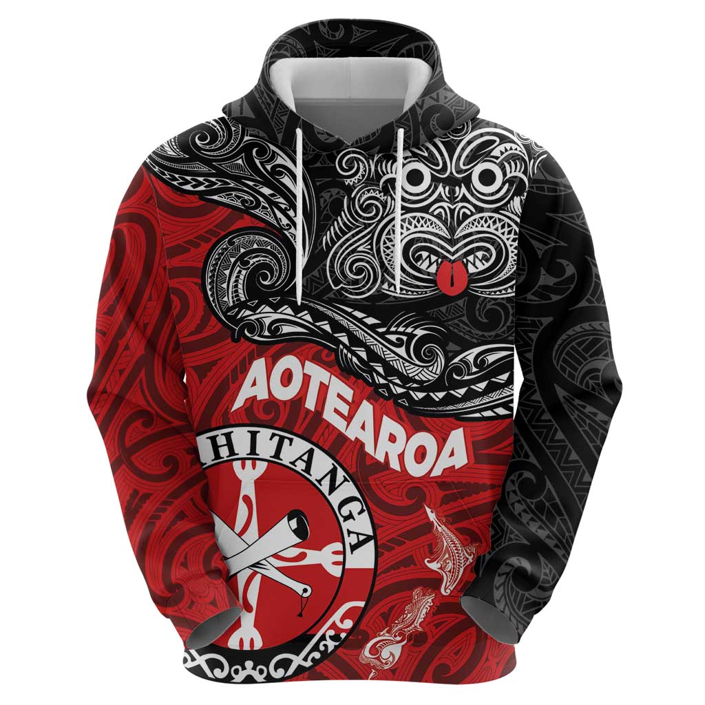Maori Kotahitanga Hoodie Aotearoa Spirit with Maori Mask and Polynesian Art Tattoo LT03 - Polynesian Pride