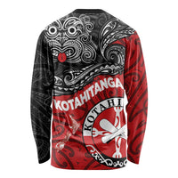 Maori Kotahitanga Long Sleeve Shirt Aotearoa Spirit with Maori Mask and Polynesian Art Tattoo LT03 - Polynesian Pride