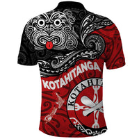 Maori Kotahitanga Polo Shirt Aotearoa Spirit with Maori Mask and Polynesian Art Tattoo LT03 - Polynesian Pride