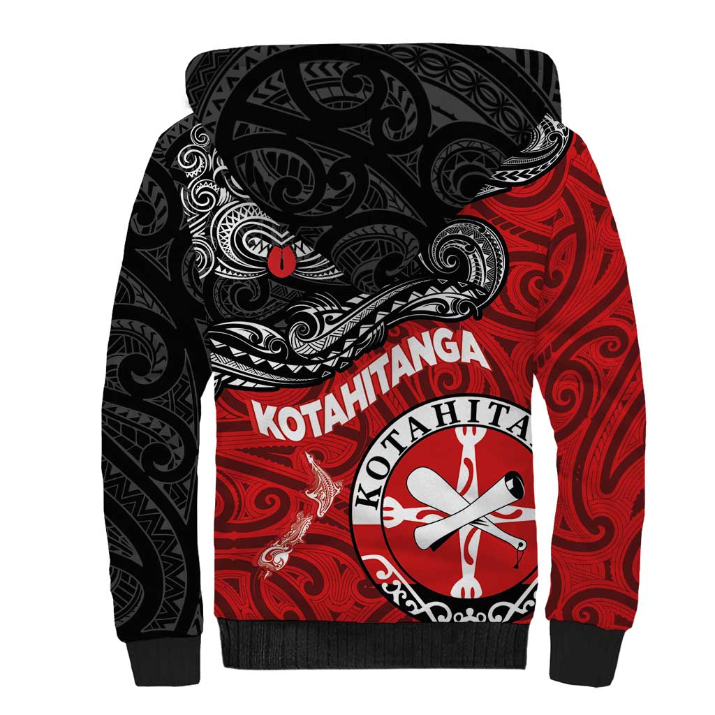 Maori Kotahitanga Sherpa Hoodie Aotearoa Spirit with Maori Mask and Polynesian Art Tattoo LT03 - Polynesian Pride