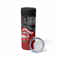 Maori Kotahitanga Skinny Tumbler Aotearoa Spirit with Maori Mask and Polynesian Art Tattoo LT03 - Polynesian Pride