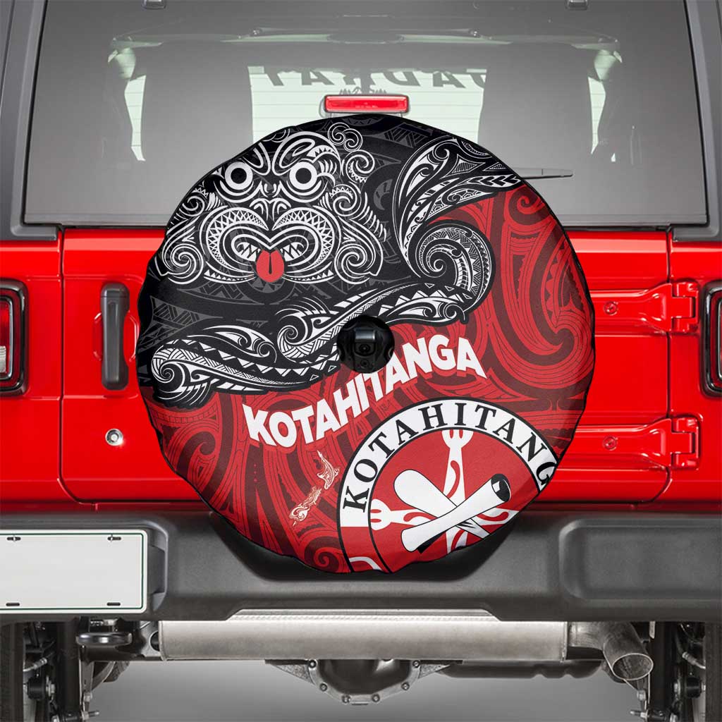 Maori Kotahitanga Spare Tire Cover Aotearoa Spirit with Maori Mask and Polynesian Art Tattoo LT03 - Polynesian Pride