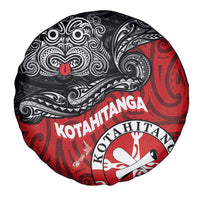Maori Kotahitanga Spare Tire Cover Aotearoa Spirit with Maori Mask and Polynesian Art Tattoo LT03 - Polynesian Pride