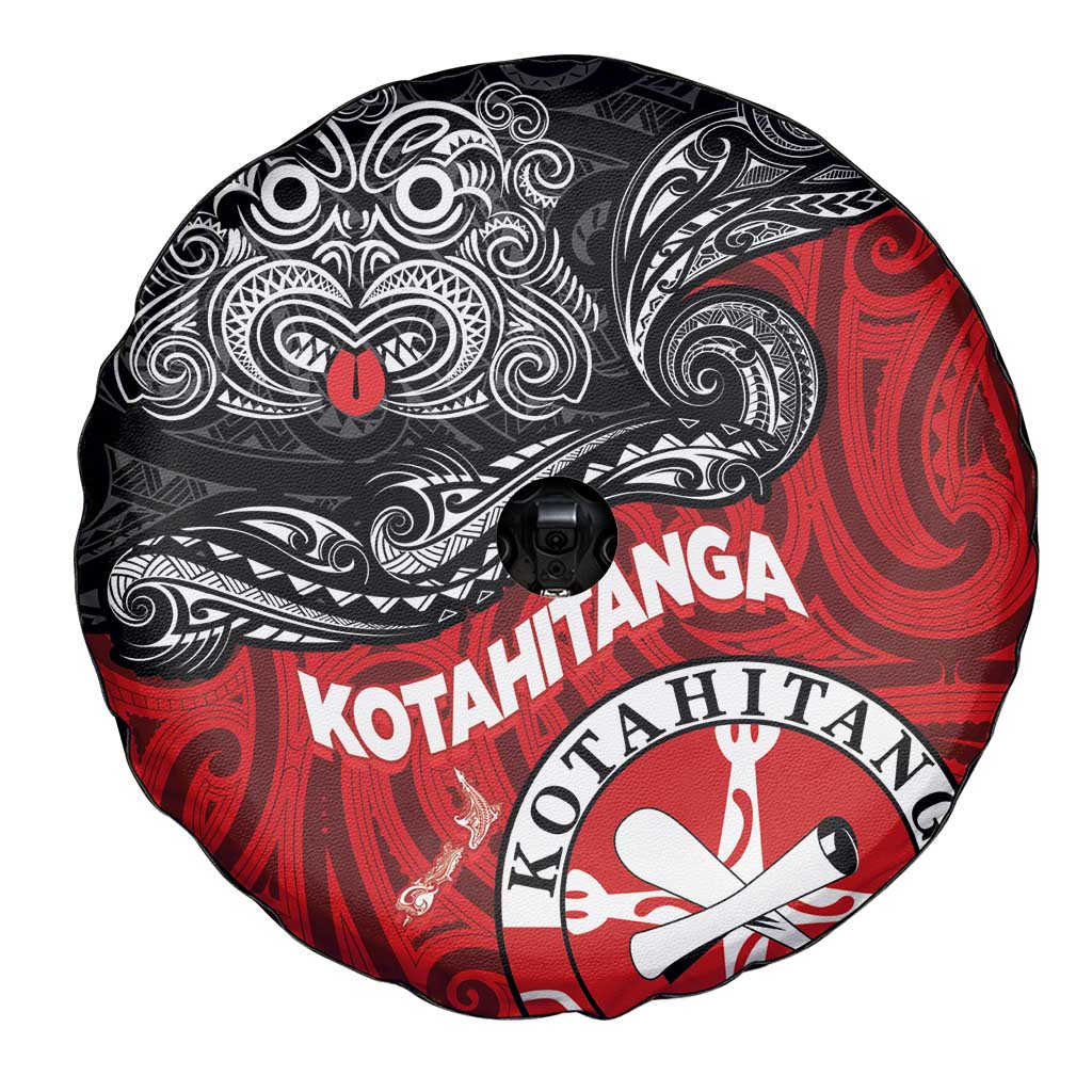 Maori Kotahitanga Spare Tire Cover Aotearoa Spirit with Maori Mask and Polynesian Art Tattoo LT03 - Polynesian Pride