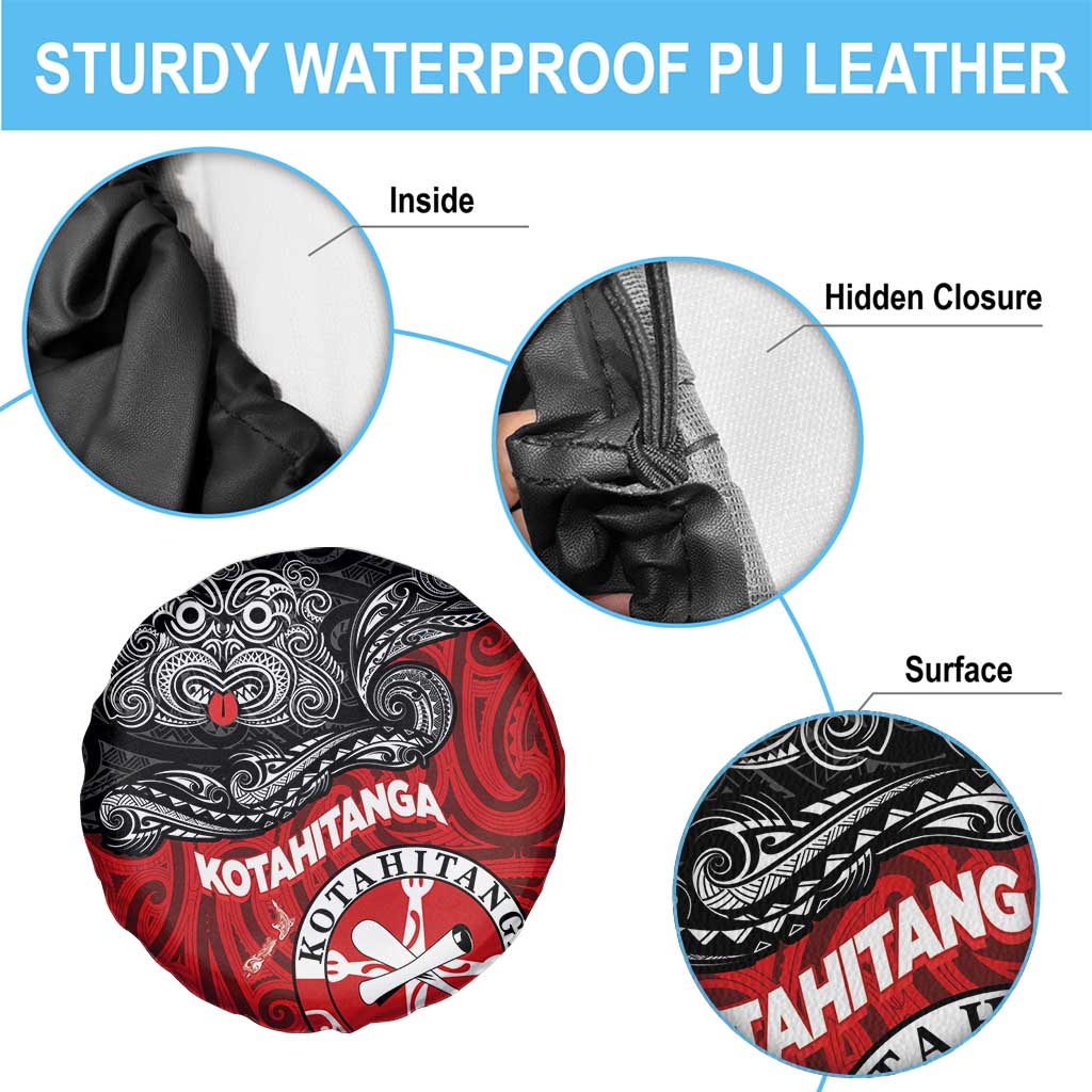 Maori Kotahitanga Spare Tire Cover Aotearoa Spirit with Maori Mask and Polynesian Art Tattoo LT03 - Polynesian Pride
