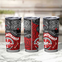 Maori Kotahitanga Tumbler Cup Aotearoa Spirit with Maori Mask and Polynesian Art Tattoo LT03 - Polynesian Pride