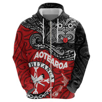 Maori Kotahitanga Zip Hoodie Aotearoa Spirit with Maori Mask and Polynesian Art Tattoo LT03 - Polynesian Pride