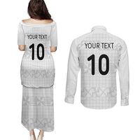 Custom Tonga Ngatu Art Rugby Mate Ma'a Couples Matching Puletasi and Long Sleeve Button Shirt - Polynesian Pride