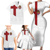 Custom Tonga Ngatu Art Rugby Mate Ma'a Family Matching Short Sleeve Bodycon Dress and Hawaiian Shirt LT03 - Polynesian Pride