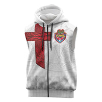 Custom Tonga Ngatu Art Rugby Mate Ma'a Sleeveless Zip Hoodie - Polynesian Pride