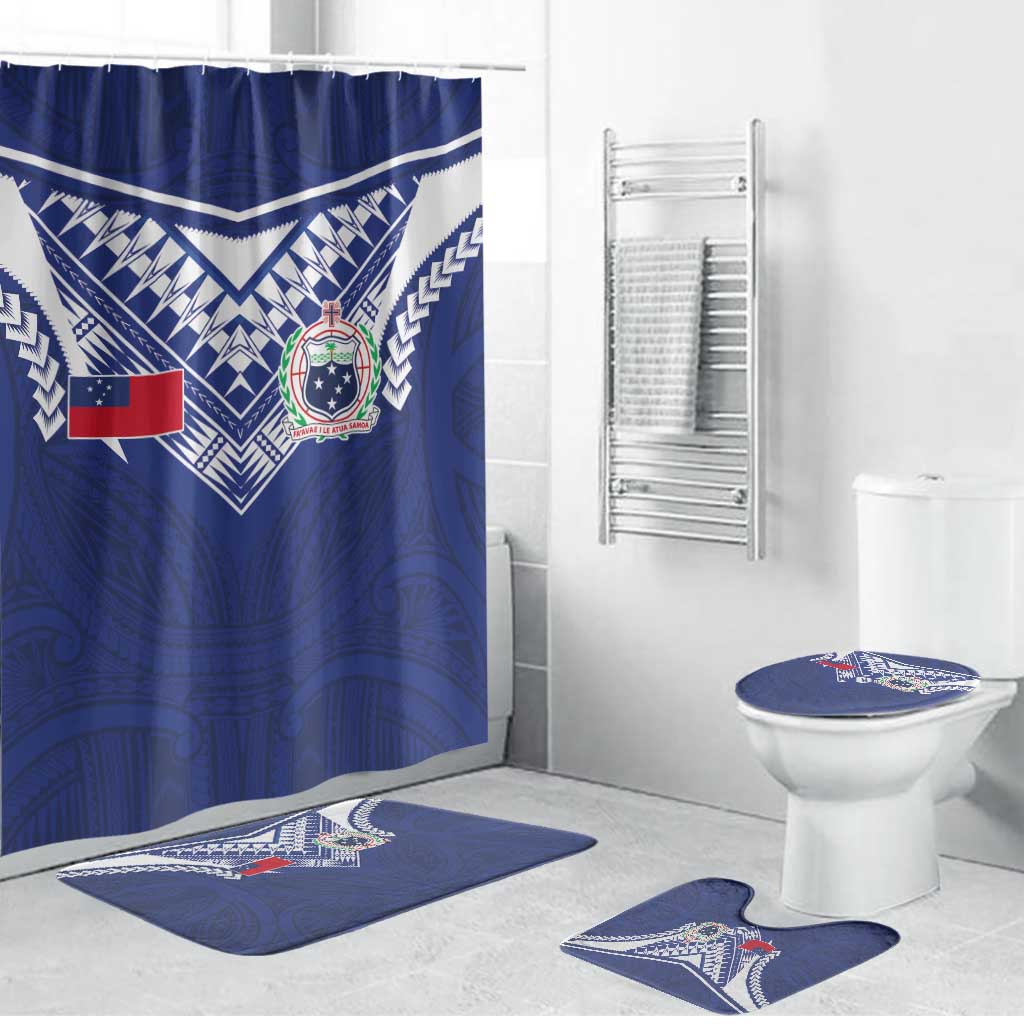 Samoa Rugby Bathroom Set Pacific Motifs LT03 Bathroom Set (4 pcs) Blue - Polynesian Pride