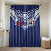 Samoa Rugby Bathroom Set Pacific Motifs LT03 Shower Curtain Only Blue - Polynesian Pride