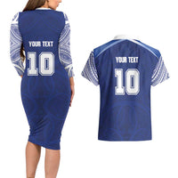 Custom Samoa Rugby Couples Matching Long Sleeve Bodycon Dress and Hawaiian Shirt Pacific Motifs - Polynesian Pride