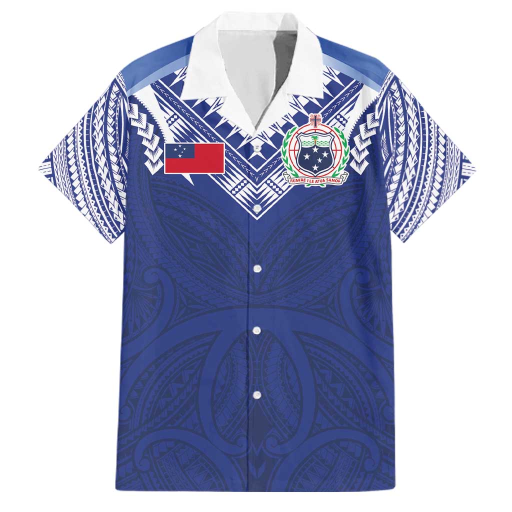 Custom Samoa Rugby Family Matching Off Shoulder Short Dress and Hawaiian Shirt Pacific Motifs - Polynesian Pride