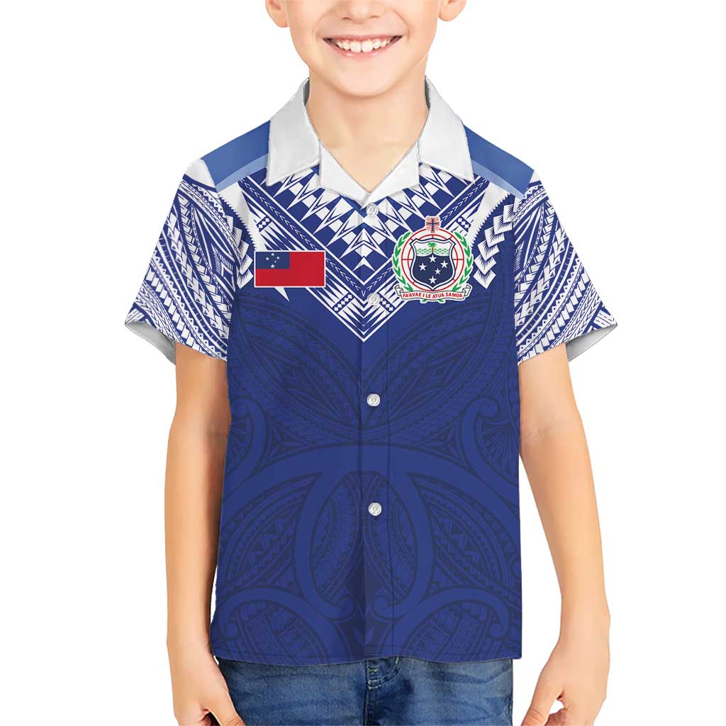 Custom Samoa Rugby Family Matching Short Sleeve Bodycon Dress and Hawaiian Shirt Pacific Motifs - Polynesian Pride