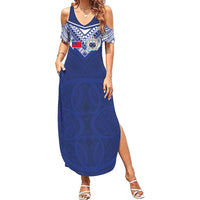Custom Samoa Rugby Family Matching Summer Maxi Dress and Hawaiian Shirt Pacific Motifs - Polynesian Pride