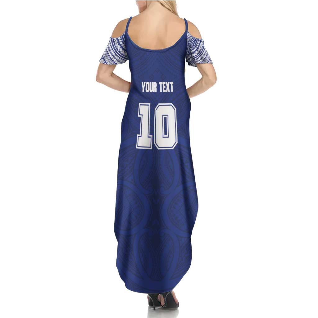 Custom Samoa Rugby Family Matching Summer Maxi Dress and Hawaiian Shirt Pacific Motifs - Polynesian Pride