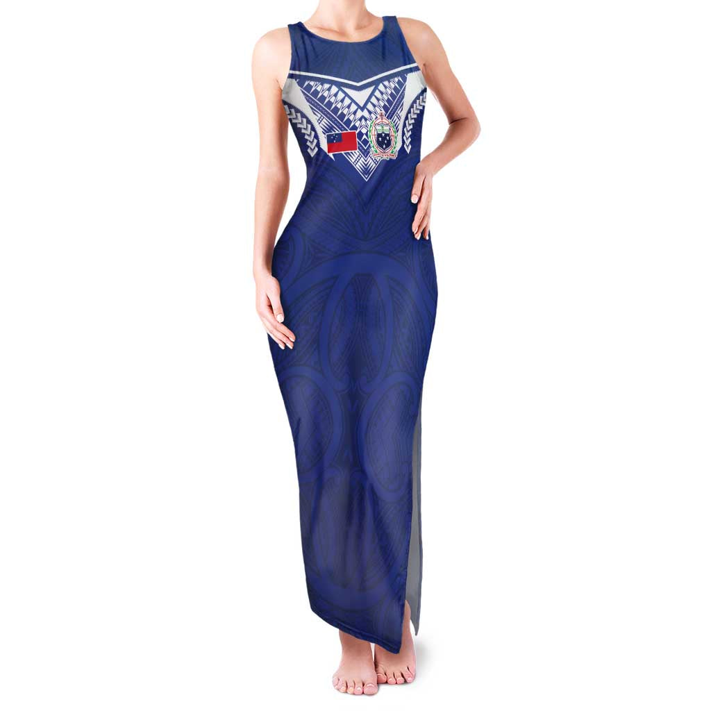 Custom Samoa Rugby Family Matching Tank Maxi Dress and Hawaiian Shirt Pacific Motifs - Polynesian Pride