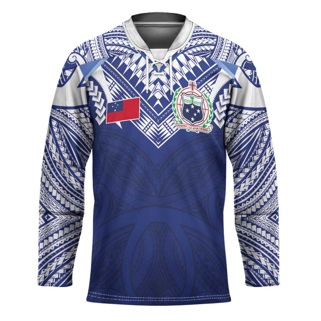 Custom Samoa Rugby Hockey Jersey Pacific Motifs LT03 Unisex Blue - Polynesian Pride