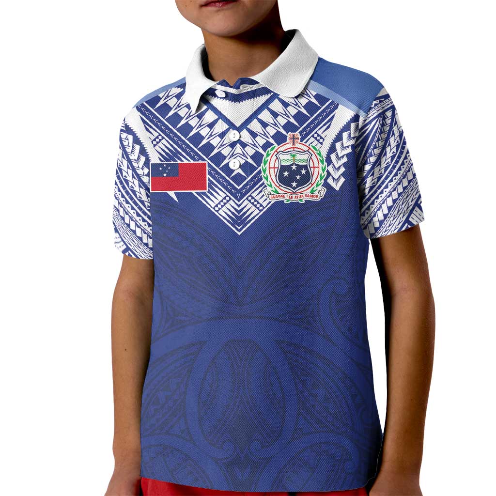 Custom Samoa Rugby Kid Polo Shirt Pacific Motifs - Polynesian Pride