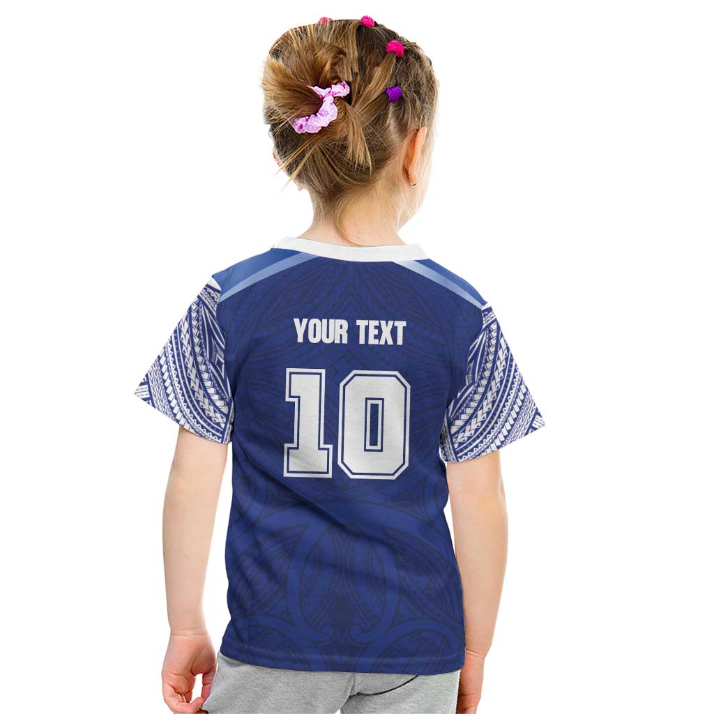 Custom Samoa Rugby Kid T Shirt Pacific Motifs - Polynesian Pride