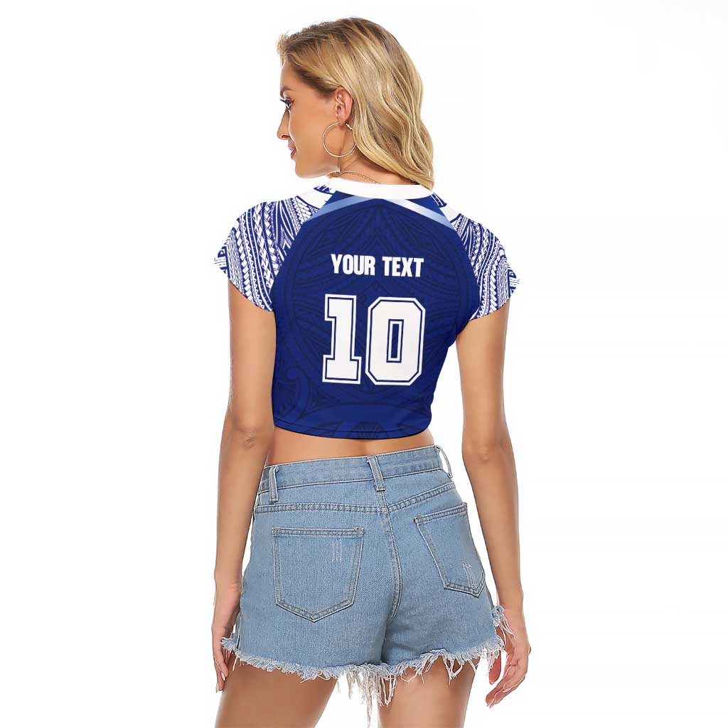 Custom Samoa Rugby Raglan Cropped T Shirt Pacific Motifs - Polynesian Pride